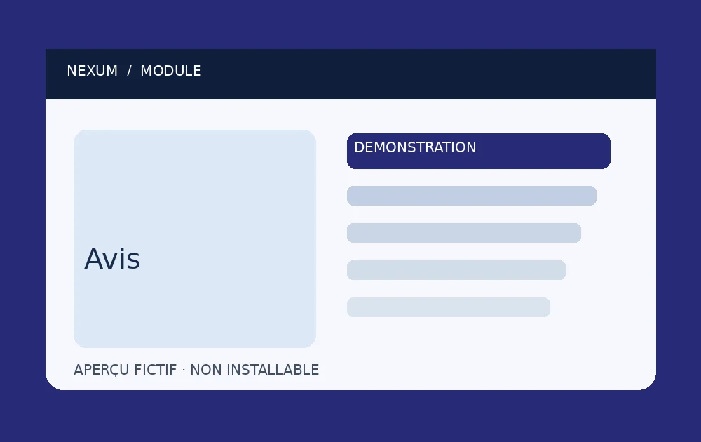 Aperçu fictif de Nexum Avis
