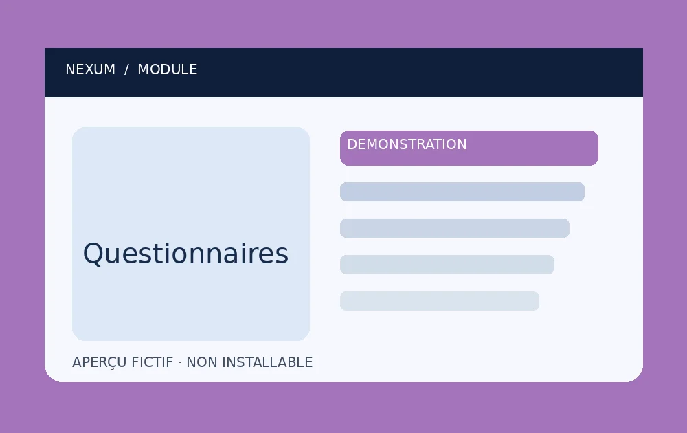 Aperçu fictif de Nexum Questionnaires