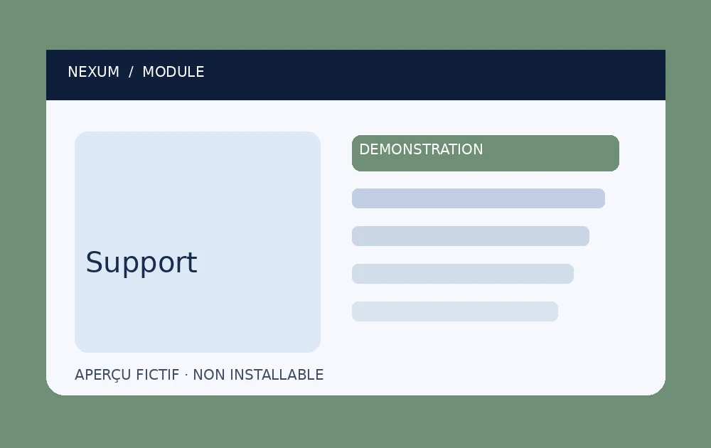 Aperçu fictif de Nexum Support